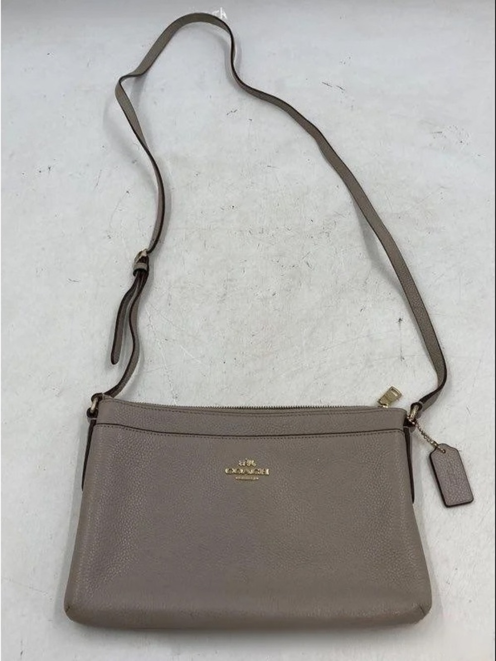 COACH Journal Crossbody Pebbled Leather Bag in Taupe
